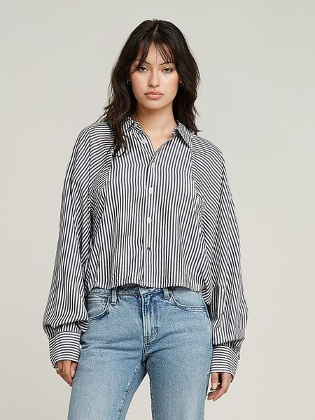 G-Star Bluzka w kolorze antracytowo-białym rozmiar: XL. Białe bluzki G-Star, xl, bez wzorów, retro, bez kołnierzyka, bez ramiączek. Za 245.38 zł.