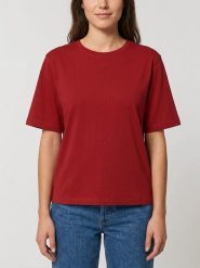 MOSS COPENHAGEN Koszulka "Melea" w kolorze bordowym rozmiar: XS/S. Czerwone bluzki Moss Copenhagen, s, bez wzorów, z bawełny, bez kołnierzyka, bez ramiączek. Za 73.45 zł.