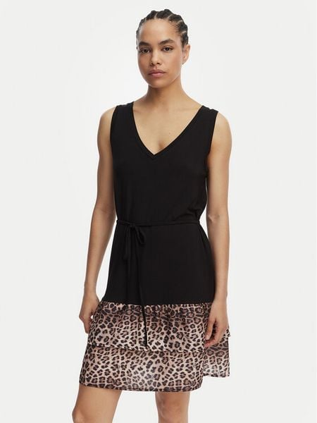Liu Jo Beachwear Sukienka codzienna VA6127 JS360 Czarny Regular Fit. Czarne sukienki Liu Jo Beachwear, na co dzień, m, bez wzorów, z wiskozy, bez kołnierzyka, bez ramiączek, proste. Za 242.99 zł.