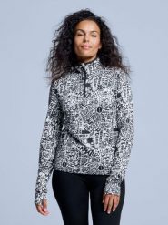 Bluza narciarska - Damska - Cabin Life - Biały/czarny. Białe bluzy sportowe POEDERBAAS, na zimę, m, bez wzorów, z elastanu, bez kaptura. Za 242.82 zł.