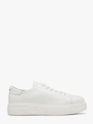 Białe półbuty damskie w stylu casual. Białe obuwie sportowe Ryłko, ze skóry, bez zapięcia. Za 399.99 zł.