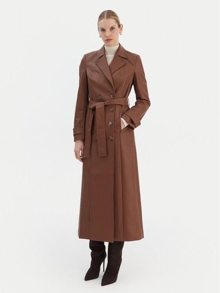 Bardot Płaszcz przejściowy 59899JB5 Brązowy Regular Fit. Brązowe płaszcze Bardot, l, bez wzorów, ze skóry, bez kaptura. Za 1,019.00 zł.