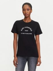 KARL LAGERFELD T-Shirt A3W17105 Czarny Regular Fit. Czarne t-shirty KARL LAGERFELD, s, bez wzorów, z bawełny, bez kołnierzyka, bez ramiączek. Za 379.99 zł.