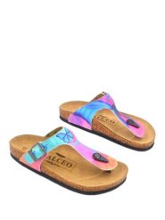 Calceo Japonki w kolorze różowo-turkusowym rozmiar: 39. Różowe klapki Calceo, bez wzorów, z otwartym noskiem, bez obcasa. Za 163.64 zł.