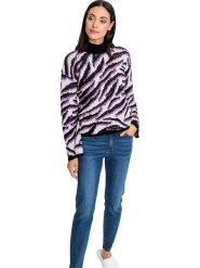 Heine Sweter w kolorze czarno-fioletowo-białym rozmiar: 38. Białe swetry Heine, bez wzorów, z wełny, bez ramiączek. Za 43.99 zł.