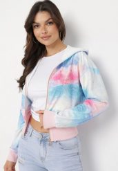 Różowo-Niebieska Bluza z Kapturem Szerokim Ściągaczem i Wzorem Tie-Dye Alreica. Czerwone bluzy Born2be, l, bez wzorów, z jeansu, z kapturem. Za 69.99 zł.