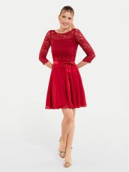 Swing Sukienka koktajlowa 77761210 Czerwony Regular Fit. Czerwone sukienki Swing, bez wzorów, z syntetyku, wizytowe, bez kołnierzyka, bez ramiączek. Za 789.99 zł.