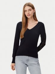 Morgan Sweter 251-MIELO Czarny Slim Fit. Czarne swetry Morgan, l, bez wzorów, z wiskozy, bez ramiączek. Za 119.99 zł.