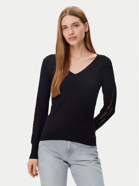 Morgan Sweter 251-MIELO Czarny Slim Fit. Czarne swetry Morgan, s, bez wzorów, z wiskozy, bez ramiączek. Za 129.99 zł.