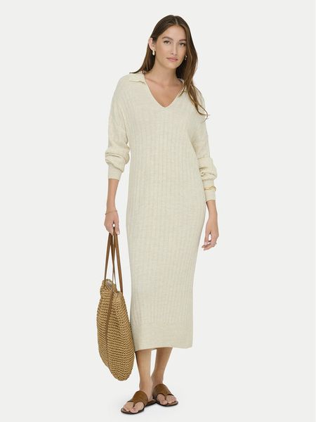 ONLY Sukienka dzianinowa Tessa 15353117 Beżowy Regular Fit. Brązowe sukienki Only, l, bez wzorów, z dzianiny, bez kołnierzyka, bez ramiączek. Za 139.99 zł.