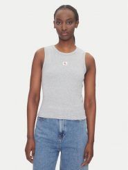 Calvin Klein Jeans Top LV047C201G Szary Slim Fit. Szare topy Calvin Klein Jeans, xs, bez wzorów, z bawełny, bez kołnierzyka, bez ramiączek. Za 129.99 zł.