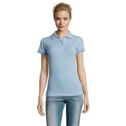 Damska Koszulka Polo Perfect. Niebieskie koszulki polo SOL'S, s, bez wzorów, bez kołnierzyka, bez ramiączek. Za 75.99 zł.