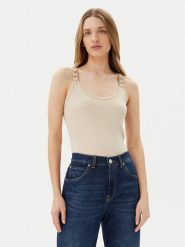 Morgan Top 251-DIDOA Beżowy Slim Fit. Brązowe topy Morgan, l, bez wzorów, z wiskozy, bez kołnierzyka, bez ramiączek. Za 79.99 zł.