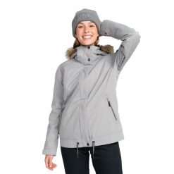 Kurtka snowboardowa damska ROXY Meade. Szare kurtki narciarskie Roxy, xs, bez wzorów, bez kaptura, narciarskie. Za 559.99 zł.