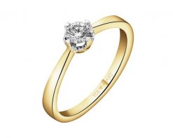 Pierścionek z żółtego złota z brylantem - 0,23 ct - próba 750. Żółte pierścionki Apart, z brylantem, złote. Za 6,990.00 zł.