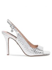 Nine West Sandały FF-1065 Srebrny. Szare sandały Nine West, bez wzorów, z syntetyku, bez obcasa, na szpilce, bez zapięcia. Za 239.99 zł.