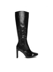 DeeZee Kozaki JDY210928 Czarny. Czarne kozaki DeeZee, z materiału, bez obcasa, na słupku, bez zapięcia. Za 239.99 zł.