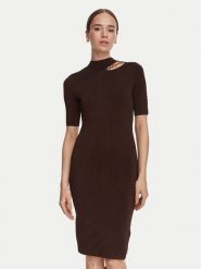 Marciano Guess Sukienka dzianinowa G6YK28 Z1059 Brązowy Slim Fit. Brązowe sukienki Marciano Guess, z aplikacjami, z dzianiny, bez kołnierzyka, bez ramiączek. Za 989.99 zł.