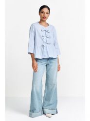 Rich & Royal Bluzka w kolorze błękitno-białym rozmiar: 36. Niebieskie bluzki Rich & Royal, bez wzorów, z bawełny, bez kołnierzyka, bez ramiączek. Za 193.24 zł.