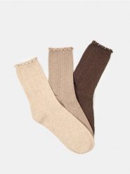 Skarpetki z bawełną 3 pack - beżowy. Brązowe skarpety Sinsay, bez wzorów, z bawełny. Za 12.99 zł.