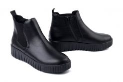 RIEKER Y6151-00 black, botki damskie. Czarne botki Rieker, bez wzorów, bez obcasa, bez zapięcia. Za 311.41 zł.