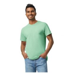 Ciężka Bawełniana Koszulka Unisex Dla Dorosłych. Zielone bluzki GILDAN, xl, bez wzorów, z bawełny, sportowe, bez kołnierzyka, bez ramiączek. Za 30.99 zł.