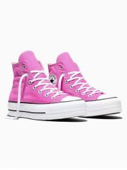 Converse Sneakersy "Chuck Taylor All Star Lift Hi Shocking" w kolorze różowym rozmiar: 39. Różowe trampki Converse, bez wzorów, za kostkę, bez zapięcia. Za 319.45 zł.