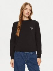 Guess Bluza Ann V4BQ23 KBCK2 Czarny Regular Fit. Czarne bluzy Guess, xxs, z aplikacjami, z bawełny, bez kaptura. Za 179.99 zł.