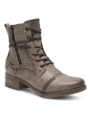Mustang Botki 1229-510 Szary. Szare botki Mustang, bez wzorów, z materiału, bez obcasa, na płaskiej podeszwie, bez zapięcia. Za 349.99 zł.
