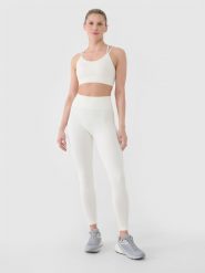 4F Legginsy treningowe bezszwowe damskie - białe XS/S. Białe legginsy sportowe 4f, l, bez wzorów, z dzianiny, z podwyższonym stanem, na fitness i siłownię. W wyprzedaży za 79.99 zł.