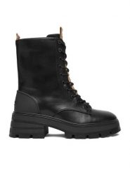Nine West Trzewiki CEO-TALIA-01 Czarny. Czarne botki Nine West, bez wzorów, z materiału, bez obcasa, na płaskiej podeszwie, bez zapięcia. Za 289.99 zł.