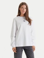Calvin Klein Jeans Bluza Monologo LV047E211G Biały Oversize. Białe bluzy Calvin Klein Jeans, xs, bez wzorów, z bawełny, bez kaptura. Za 299.99 zł.