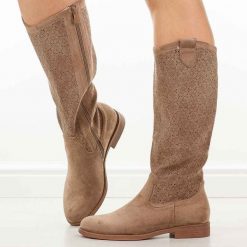 Coffee ażurowe kozaki damskie S.Barski 8022. Kozaki S.BARSKI, na jesień, z zamszu, bez obcasa, na obcasie, bez zapięcia. Za 269.00 zł.