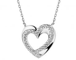 Naszyjnik srebrny z cyrkoniami - serce. Szare naszyjniki Apart, z cyrkonią, srebrne. Za 189.00 zł.