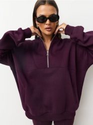 Bluza half-zip z bawełną - czerwony. Czerwone bluzy Sinsay, l, bez wzorów, z bawełny, bez kaptura. Za 49.99 zł.