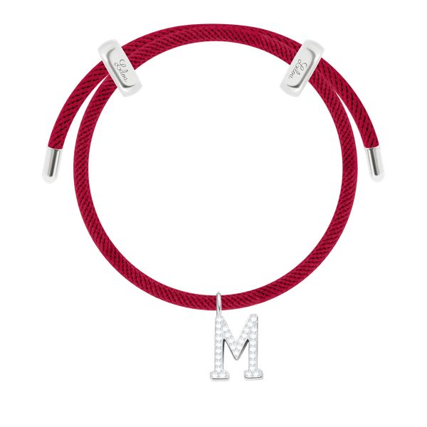 Bransoletka Liana w kolorze bordowym z posrebrzaną literką M z cyrkoniami. Czerwone bransoletki Lilou, z cyrkonią, posrebrzane. Za 288.00 zł.