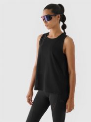 4F Top treningowy oversize szybkoschnący 4F x Anna Lewandowska - czarny M. Czarne koszulki sportowe 4f, bez wzorów, z dzianiny, bez ramiączek, na fitness i siłownię. W wyprzedaży za 49.99 zł.