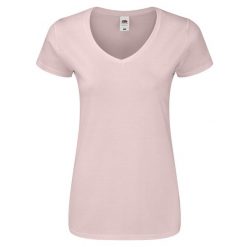 Koszulka Damska Iconic 150 Z Dekoltem V. Czerwone bluzki FRUIT OF THE LOOM, l, bez wzorów, sportowe, bez kołnierzyka, bez ramiączek. Za 40.99 zł.
