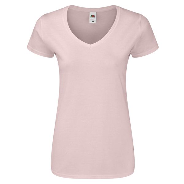Koszulka Damska Iconic 150 Z Dekoltem V. Czerwone bluzki FRUIT OF THE LOOM, xs, bez wzorów, sportowe, bez kołnierzyka, bez ramiączek. Za 40.99 zł.