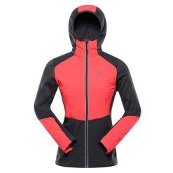 Damska bluza trekkingowa hybrydowa Alpine Pro Gomara. Czerwone bluzy Alpine Pro, bez wzorów, z kapturem. W wyprzedaży za 279.00 zł.