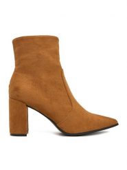 JENNY Botki CEO-R25AW2401 Brązowy. Brązowe botki Jenny, bez wzorów, z materiału, bez obcasa, na słupku, bez zapięcia. Za 159.99 zł.