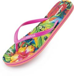 Damskie klapki japonki Mistral Multiflower różowo-zielone. Czerwone klapki Mistral, bez wzorów, z tworzywa sztucznego, bez obcasa. Za 117.99 zł.