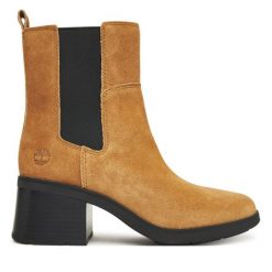 Botki Timberland. Brązowe botki Timberland, bez wzorów, bez obcasa, na słupku, bez zapięcia. Za 779.99 zł.