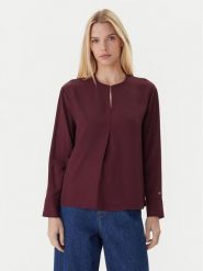 Tommy Hilfiger Bluzka WW0WW47339 Bordowy Relaxed Fit. Czerwone bluzki TOMMY HILFIGER, bez wzorów, z satyny, bez kołnierzyka, bez ramiączek. Za 389.99 zł.