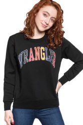 BLUZA WRANGLER REGULAR SWEAT BLACK W6N2HA100. Czarne bluzy Wrangler, xs, bez wzorów, bez kaptura. Za 129.99 zł.