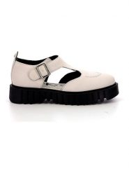 Kickers Skórzane półsandały "Kick Fantastic" w kolorze kremowym rozmiar: 38. Brązowe baleriny Kickers, bez wzorów, bez obcasa. Za 250.35 zł.