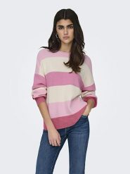 ONLY Sweter w kolorze różowo-kremowym rozmiar: S. Brązowe swetry Only, s, bez wzorów, ze splotem, bez ramiączek. Za 74.81 zł.