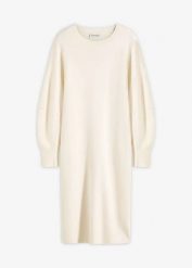 Sukienka dzianinowa Milano. Białe sukienki bonprix, bez wzorów, z dzianiny, bez kołnierzyka, bez ramiączek, midi. Za 179.99 zł.