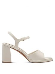 Marco Tozzi Sandały w kolorze białym na obcasie rozmiar: 37. Białe sandały Marco Tozzi, bez wzorów, z otwartym noskiem, bez obcasa, na koturnie, bez zapięcia. Za 86.16 zł.