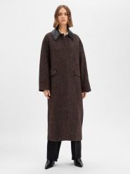 EDITED Płaszcz damski z wełną Kobiety Wełna brązowy|czarny wzorzysty, 40. Brązowe płaszcze Edited, bez wzorów, ze skóry, bez kaptura. Za 999.95 zł.